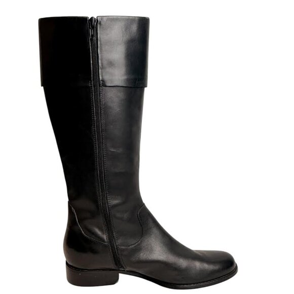 Anne Klein Maemmie Black Leather Tall Riding Equestrian Classic Boots 7.5M - Picture 6 of 13